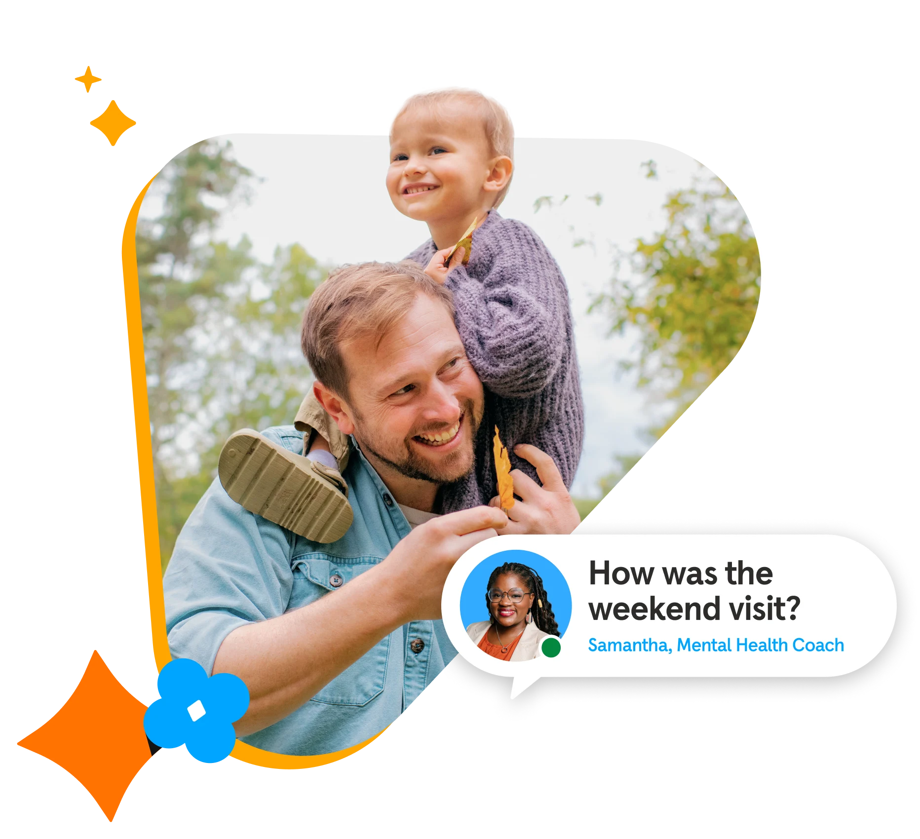 Father and son smiling